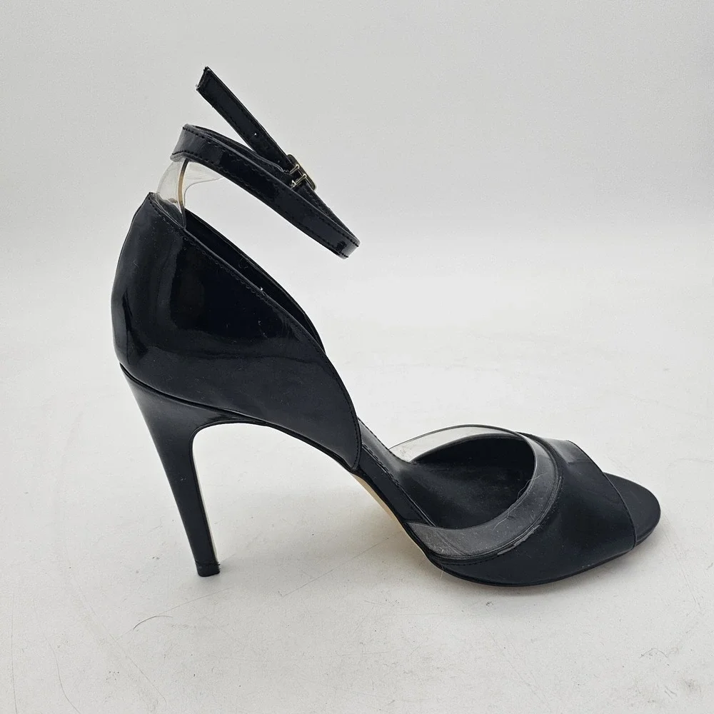 SAKS Fifth Avenue Ave Stilleto High Heel Leather Dress Party Open Toe Shoes 7.5